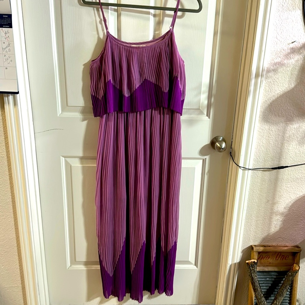 Purple and lavender pleaded maxi dress